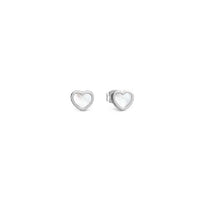 Emosfere White Heart Earrings in Silver & Mother Of Pearl