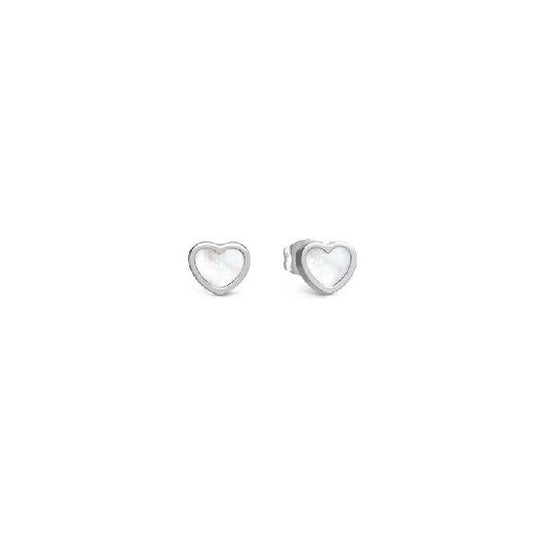 Emosfere White Heart Earrings in Silver & Mother Of Pearl