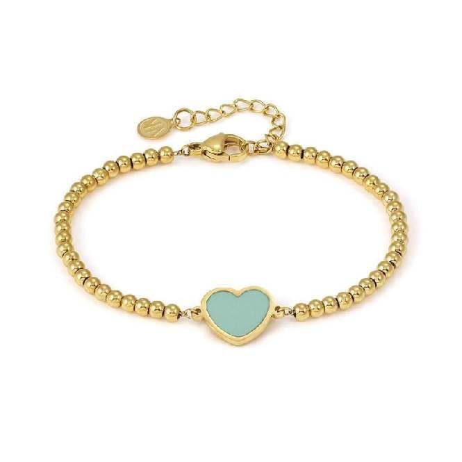 Emosfere Aqua Green Hearts Bracelet in Gold & Enamel