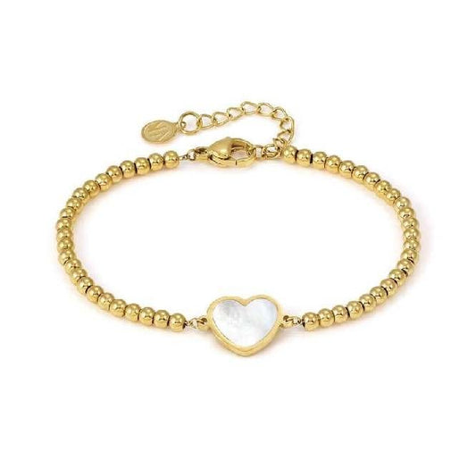 Emosfere White Heart Bracelet in Gold & Mother of Pearl