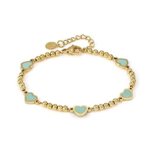 Emosfere 5 Aqua Green Hearts Bracelet in Gold & Enamel