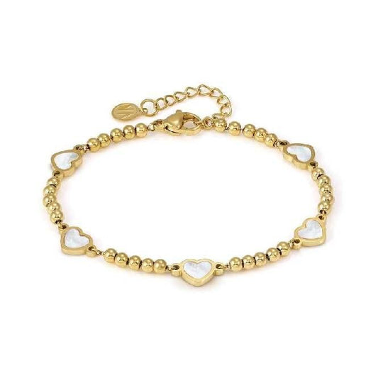 Emosfere 5 White Hearts Bracelet in Gold & Mother of Pearl