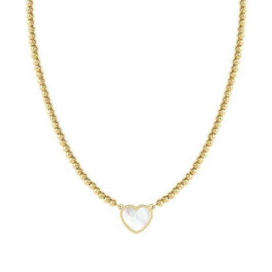 Emosfere White Heart Necklace in Gold & Mother Of Pearl