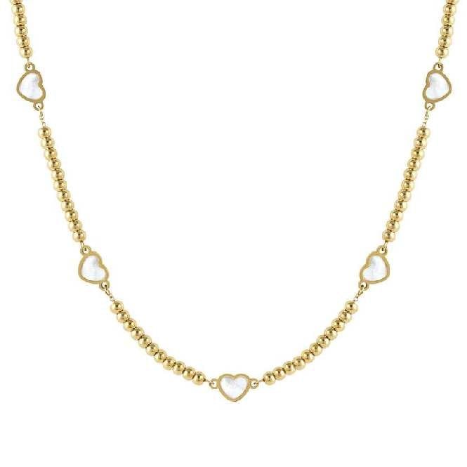 Emosfere 5 White Hearts Necklace in Gold & Mother Of Pearl