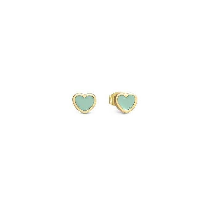 Nomination Emosfere Aqua Green Heart Earrings in Gold & Enamel