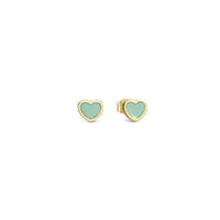 Emosfere Aqua Green Heart Earrings in Gold & Enamel