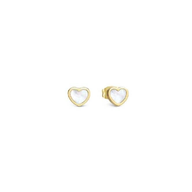 Nomination Emosfere White Heart Earrings in Gold & Mother Of Pearl