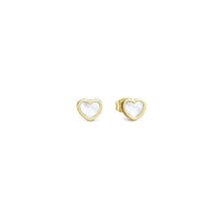 Emosfere White Heart Earrings in Gold & Mother Of Pearl