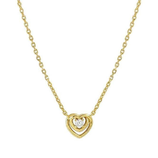 Cosmic Love Heart Necklace in Gold with CZ