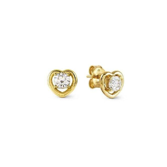 Cosmic Love Heart Earrings in Gold with CZ