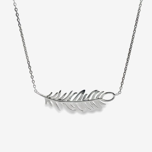 Silver Horizontal Feather Necklace
