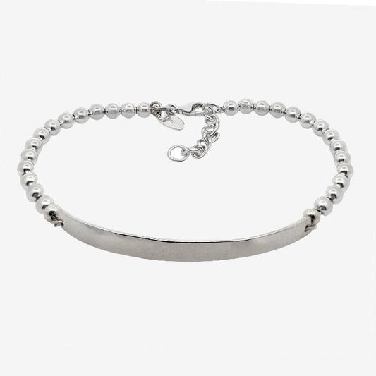 Silver Engravable Half Plate Ball Bracelet