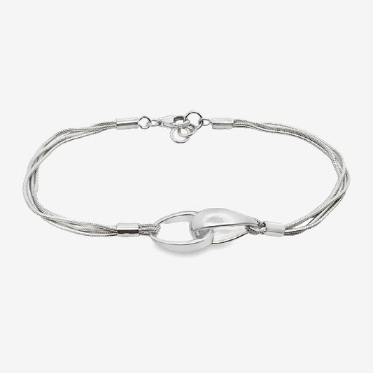 Silver Engravable Double Link Strands Bracelet
