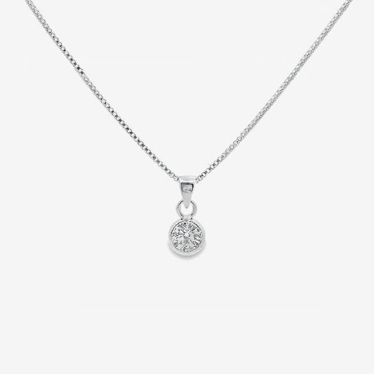 Silver & CZ 5mm Rubover Pendant