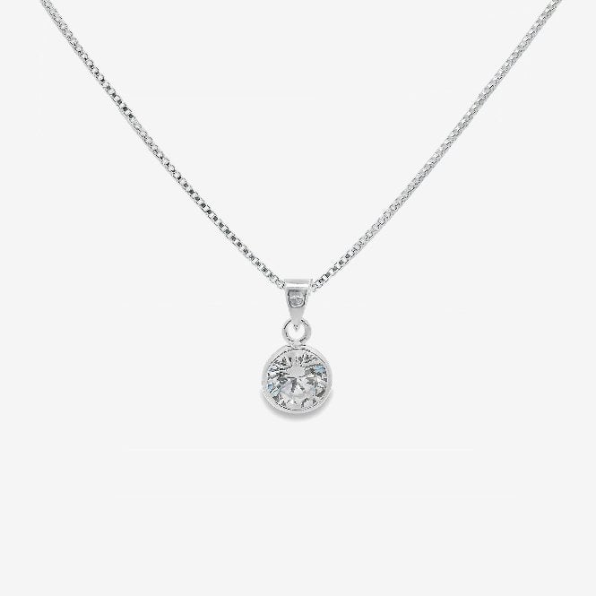 & CZ 7mm Rubover Pendant Necklace
