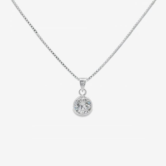 Silver & CZ 7mm Rubover Pendant