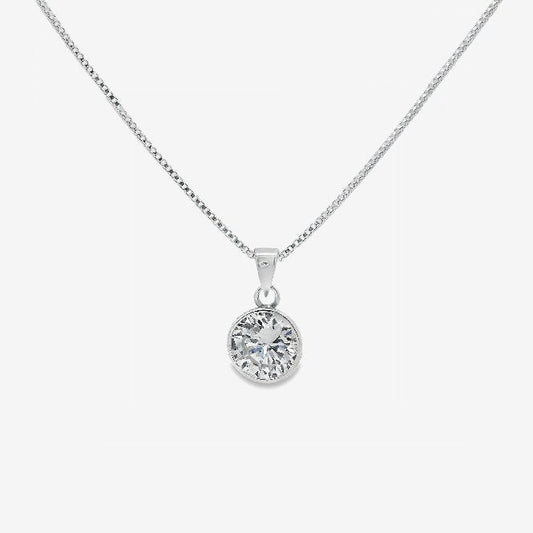 Silver & CZ 9mm Rubover Pendant