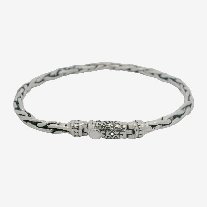 Oxidised Silver Slim Ornate Bracelet