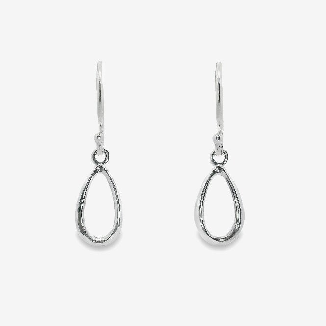 Silver Open Teardrop Drop Earrings