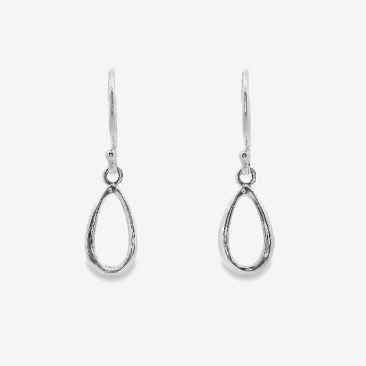 Silver Open Teardrop Drop Earrings