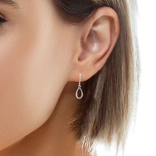 Silver Open Teardrop Drop Earrings