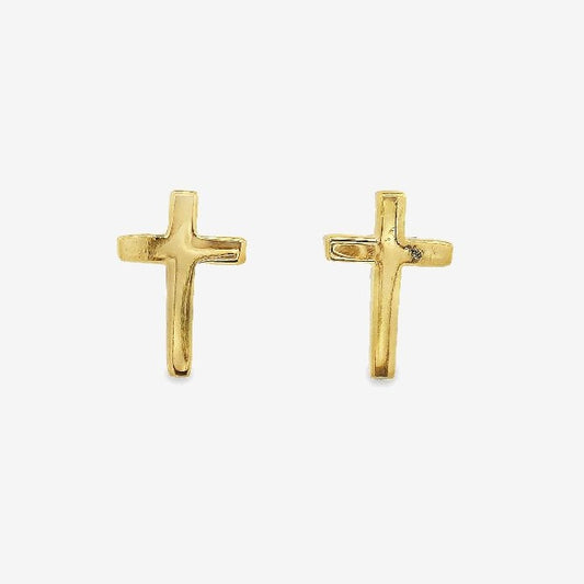 Gold Cross Stud Earrings