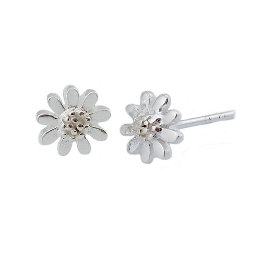 Silver Small Daisy Stud Earrings