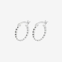 Silver Beaded Hoop Earrings, 15mm Small
