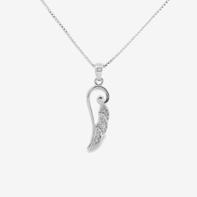 Silver & CZ Open Wing Pendant Necklace