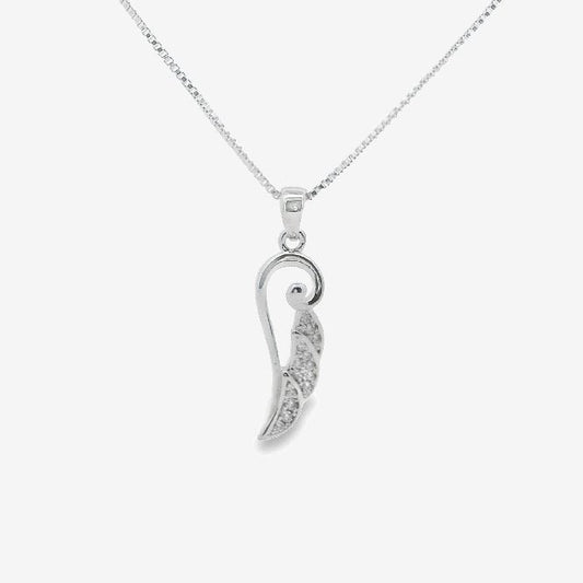Silver & CZ Open Wing Pendant Necklace