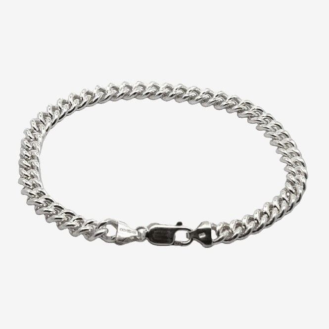 Silver Rounded Curb Link Bracelet, 22cm