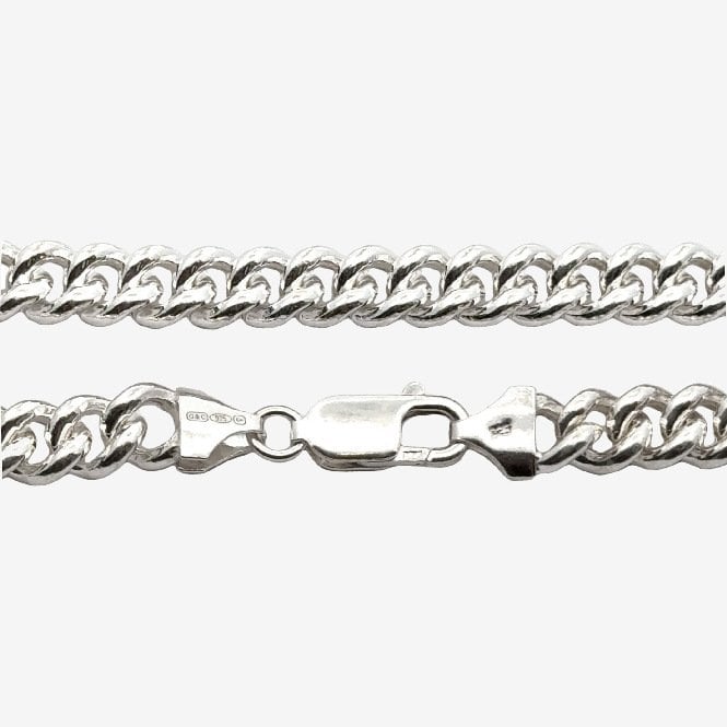 Silver Rounded Curb Link Bracelet, 22cm