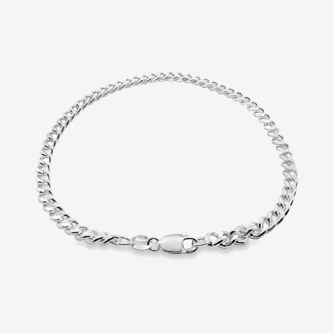 Silver Curb Chain Bracelet, 21cm