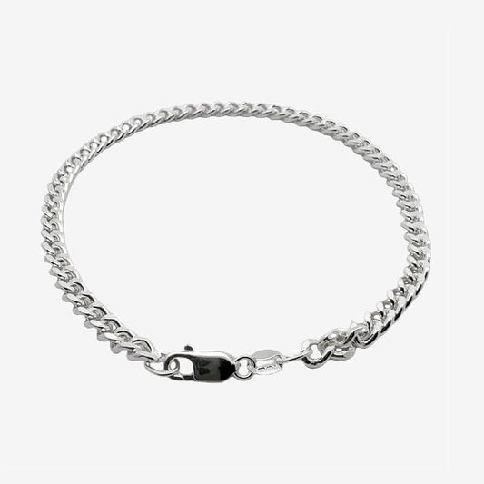 Silver Curb Chain 4mm Bracelet, 21cm