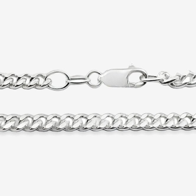 Silver Curb Chain 4mm Bracelet, 21cm