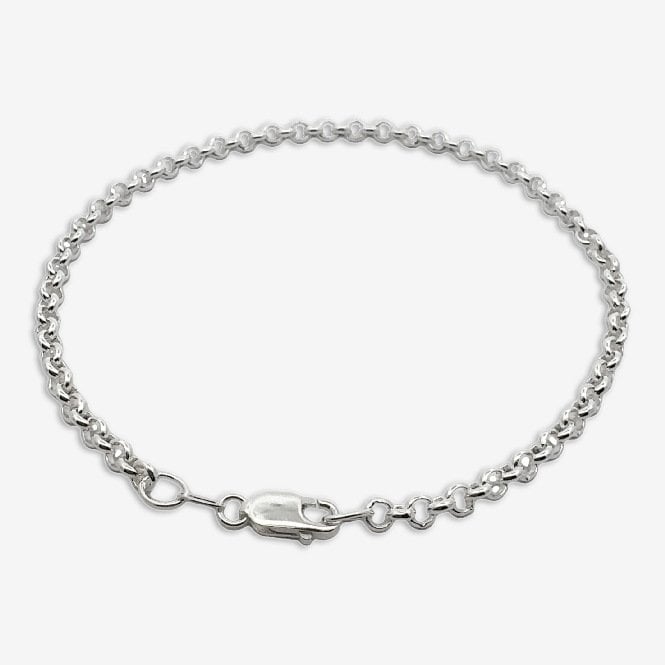 Silver Belcher Chain 3mm Bracelet, 21cm