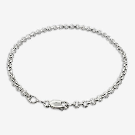Silver Belcher Chain 3mm Bracelet, 21cm