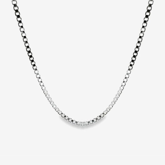 Silver Box Chain Necklace, 50cm