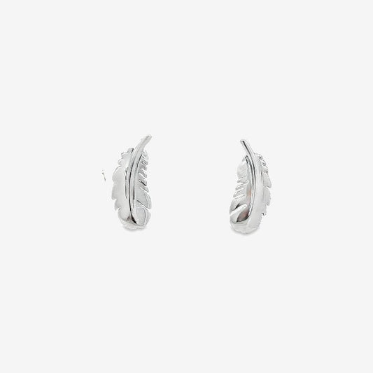 Silver Feather Stud Earrings
