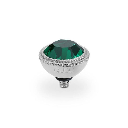 Fabero Silver and Green Emerald Ring Gem Top, 11mm