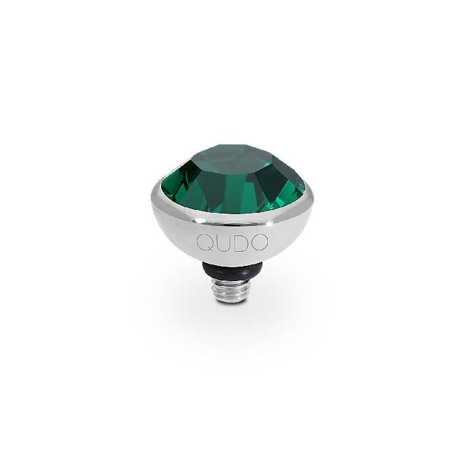 Bottone Silver and Green Emerald Crystal Ring Gem Top, 10mm