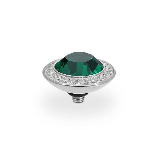 Tondo Deluxe Silver and Green Emerald Ring Gem Top, 13mm