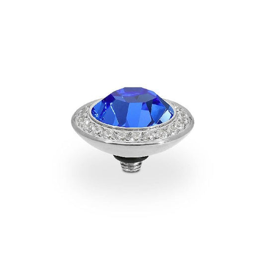 Tondo Deluxe Silver and Blue Sapphire Crystal Ring Gem Top, 13mm