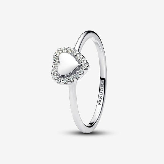 Engravable Heart Halo Ring, Size 54