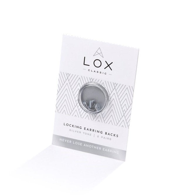Lox Silver Tone Secure Earring Backs - 2 pairs
