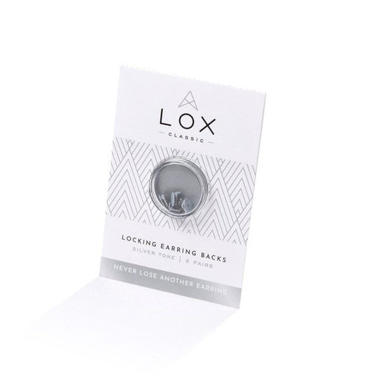 Lox Silver Tone Secure Earring Backs - 2 pairs