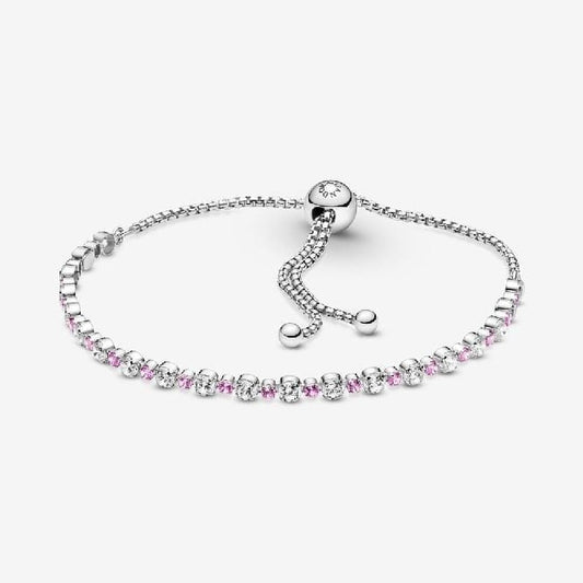 Pink & Clear Sparkle Slider Tennis Bracelet, 23cm