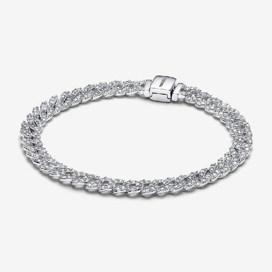 Timeless Pave Cuban Chain Bracelet, 16cm