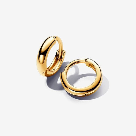Gold Round Huggie Hoop Earrings