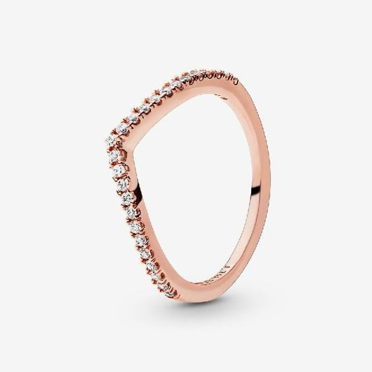 Rose Sparkling Wishbone Ring, Size 44